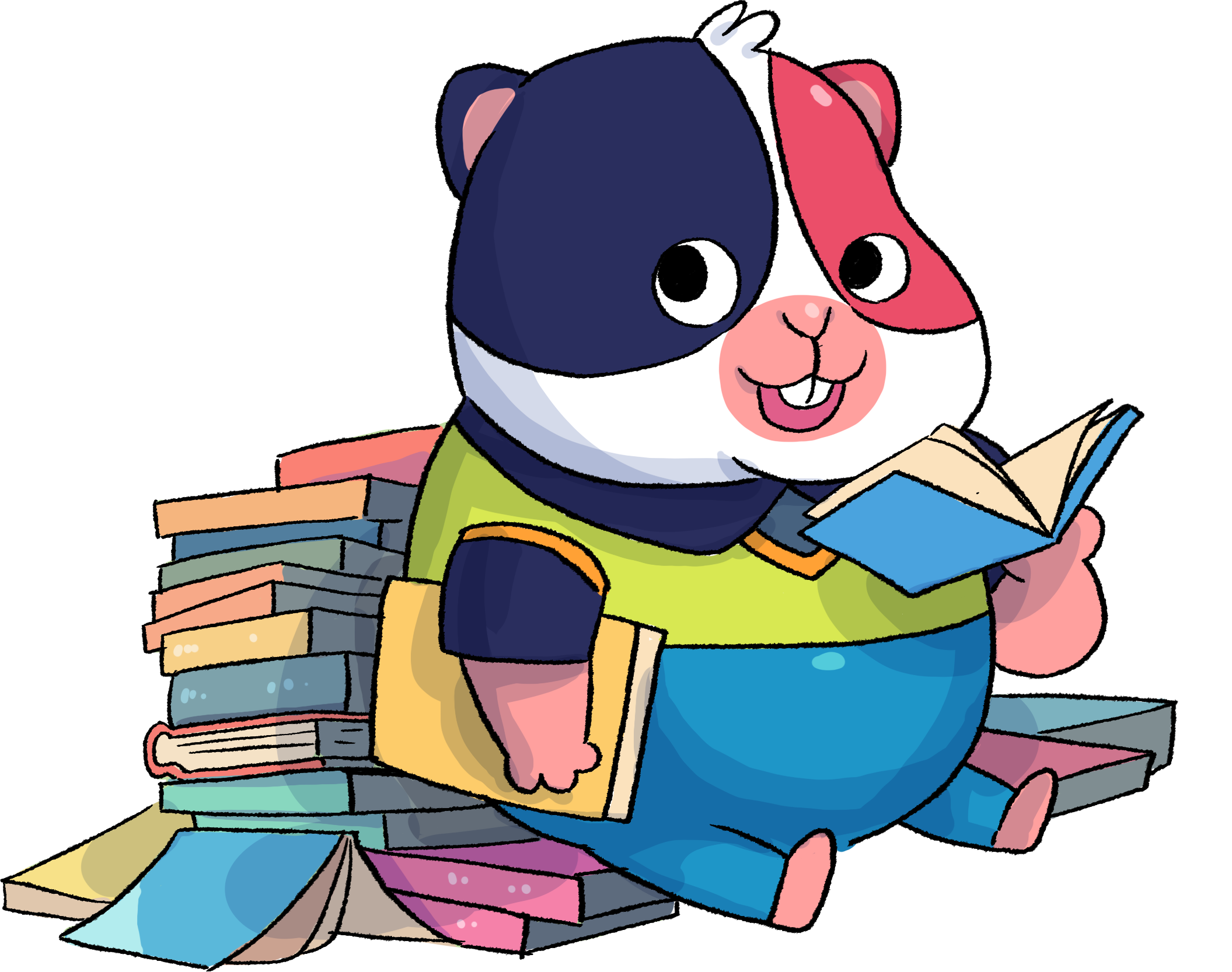 mascot reading a book